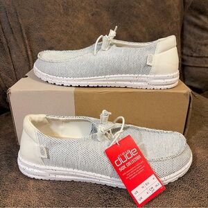 Hey Dude Wendy Sox Women's Shoes Stone White 40078-1KA Casual Loafers Size 10
